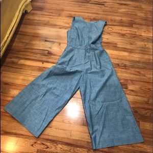 JCrew Denim Romper, bell bottom leg